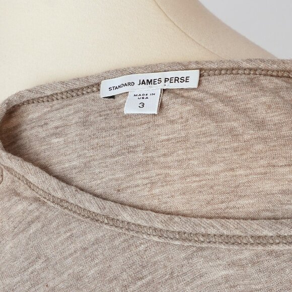 James Perse Slub Long Sleeve Crew Light Tan - Size 3 / L - Picture 4 of 6